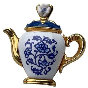Vintage 1985 Avon porcelain teapot lapel hat tac pin.